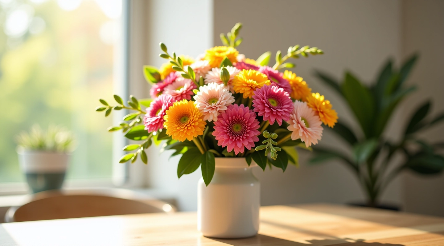 Vibrant fresh flower bouquet arrangement with seasonal blooms