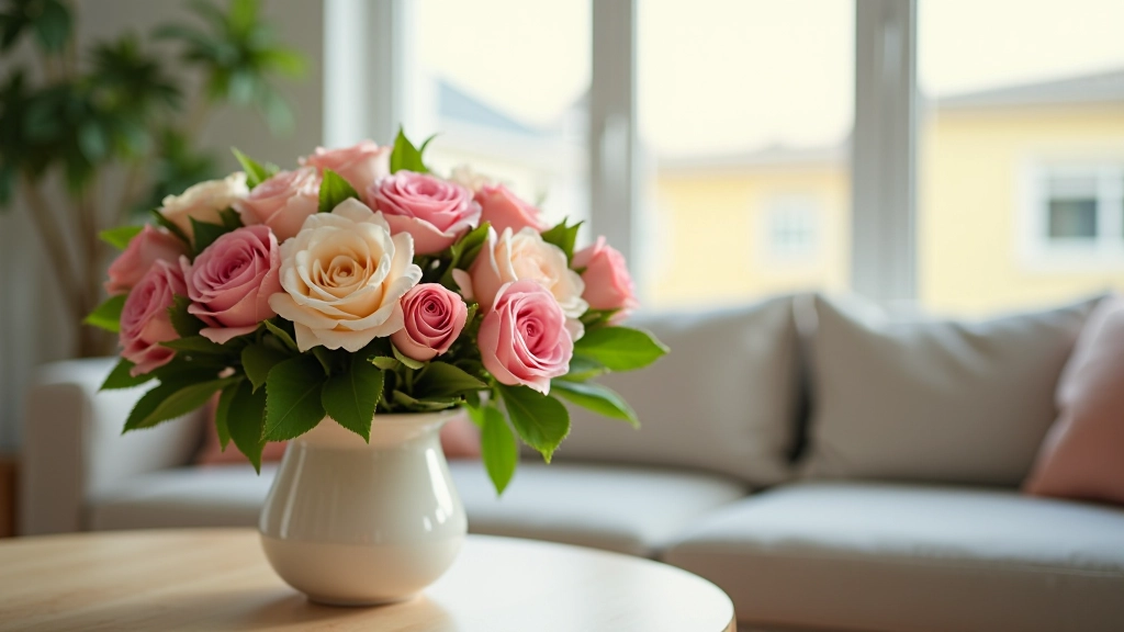 Fresh flower bouquet displayed beautifully in a home living space